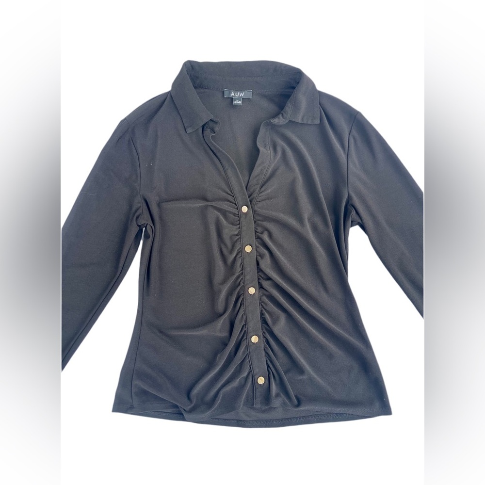 AUW Black Ruched Front Shirt